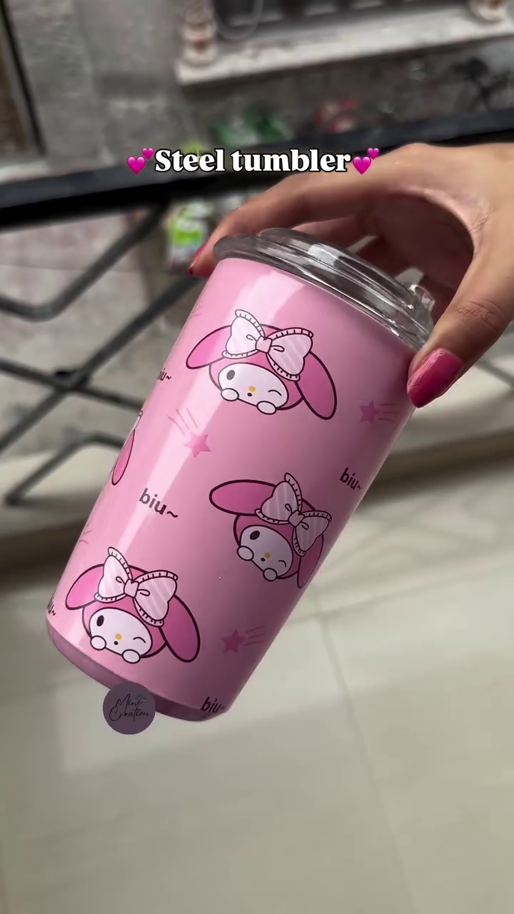 Insulated Stainless Steel Character Tumbler with Clear Lid and Reusable Straw – 350ml Vacuum Sealed Travel Coffee Mug for Kids 